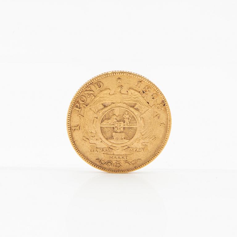 Gold coin 1 pound South Africa 1898.