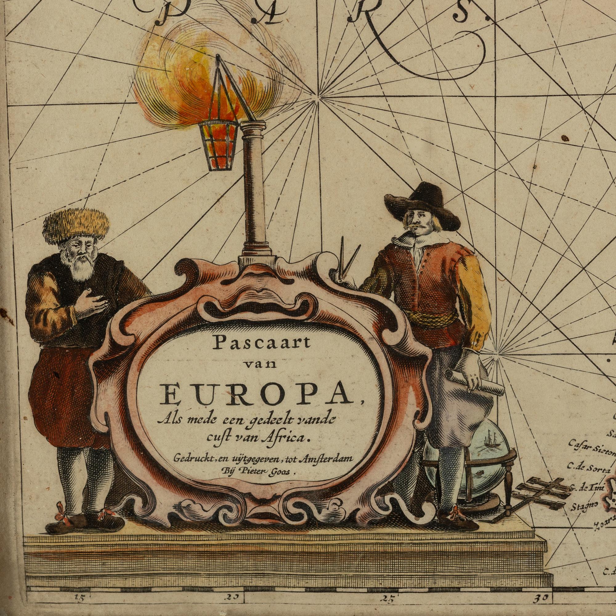 A 1600s hand-coloured map, copper engraving, Pieter Goos.