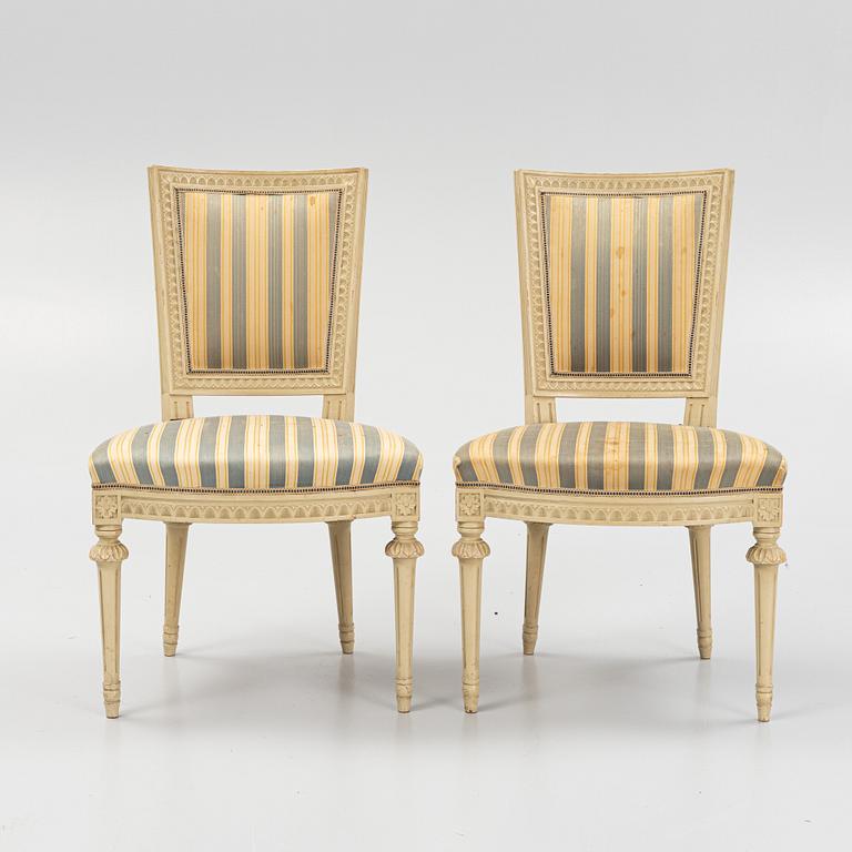 A set of eight Gustavian style chairs, mid 20th Century.