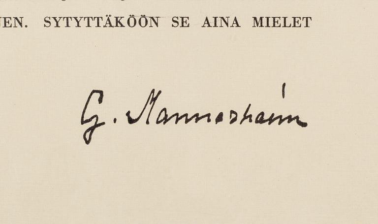 Carl-Gustaf Mannerheim, tryck, Överbefälhavarens dagorder och Fältmarskalk Mannerheims hälsning.