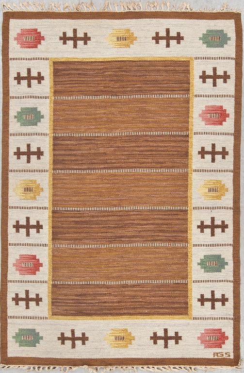 MATTA, rölakan, signerad AGS (Anna Greta Sjöquist). Omkring 1900-talets mitt. Ca 215 X 147 cm.