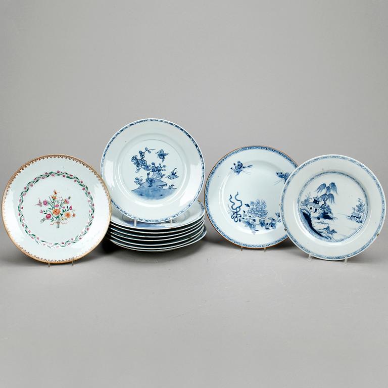 TALLRIKAR, 11 st, Kina, 1800-tal.
