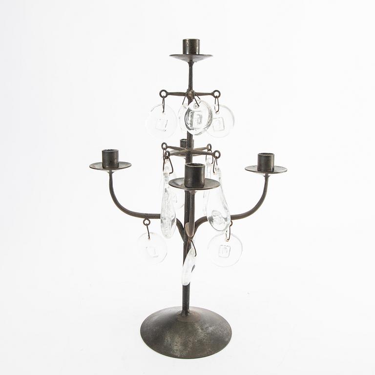 Erik Höglund, a metal and glass candelabra Kosta smide later part of the 20th century.