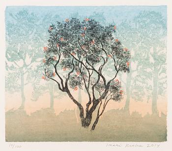 Inari Krohn, etching, chine collé, signed and dated 2014, numbered 10/100.