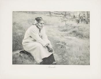 ALBERT EDELFELT, heliogravyrer, 6 st, tryckt av Werner Söderström, tidigt 1900-tal, gåvoinskription med bläck från 1914.