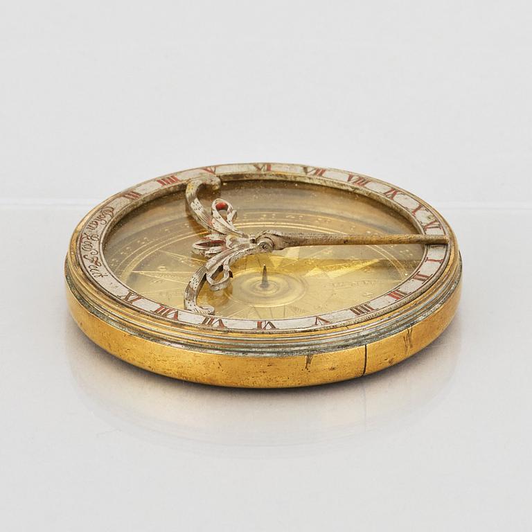 Johan Koch, an equatorial brass sun dial, 17th/18th century.