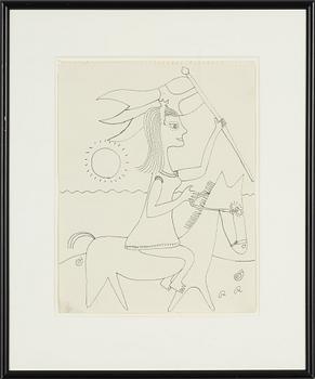 Roger Risberg, tusch på papper, signerad RR.