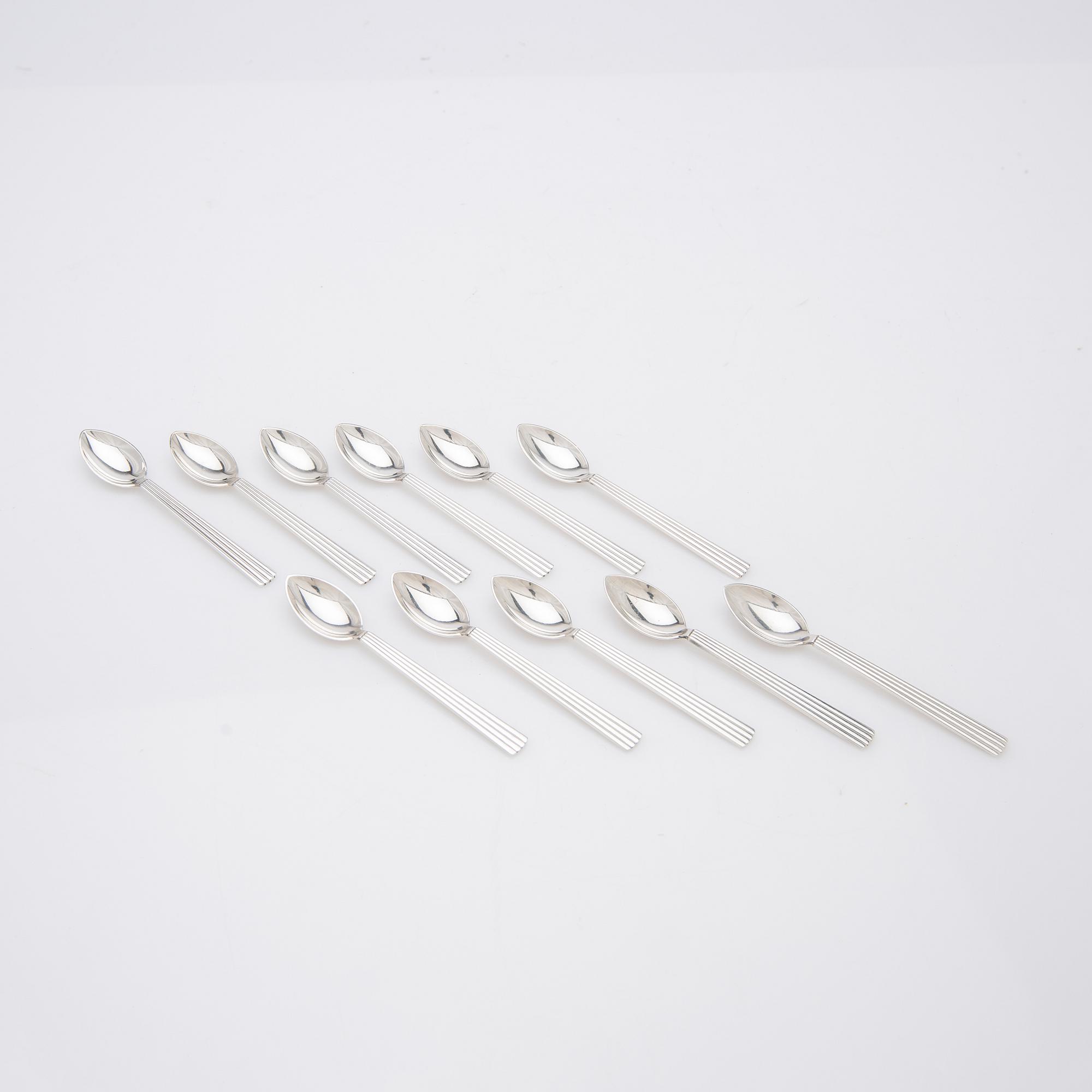 Georg Jensen, kaffeskedar, 11 st, sterling silver, modell "Bernadotte", design Sigvard Bernadotte, Köpenhamn, Danmark.
