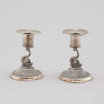 a pair of silver candlesticks, Stockholm, 1814.
