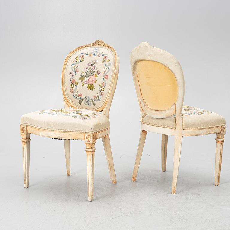 Four chairs, Louis XVI style, 20th century.