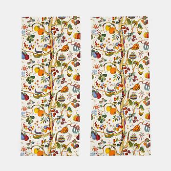 Josef Frank, a pair of linen 'Vegetable Tree' curtains, Svenskt Tenn.