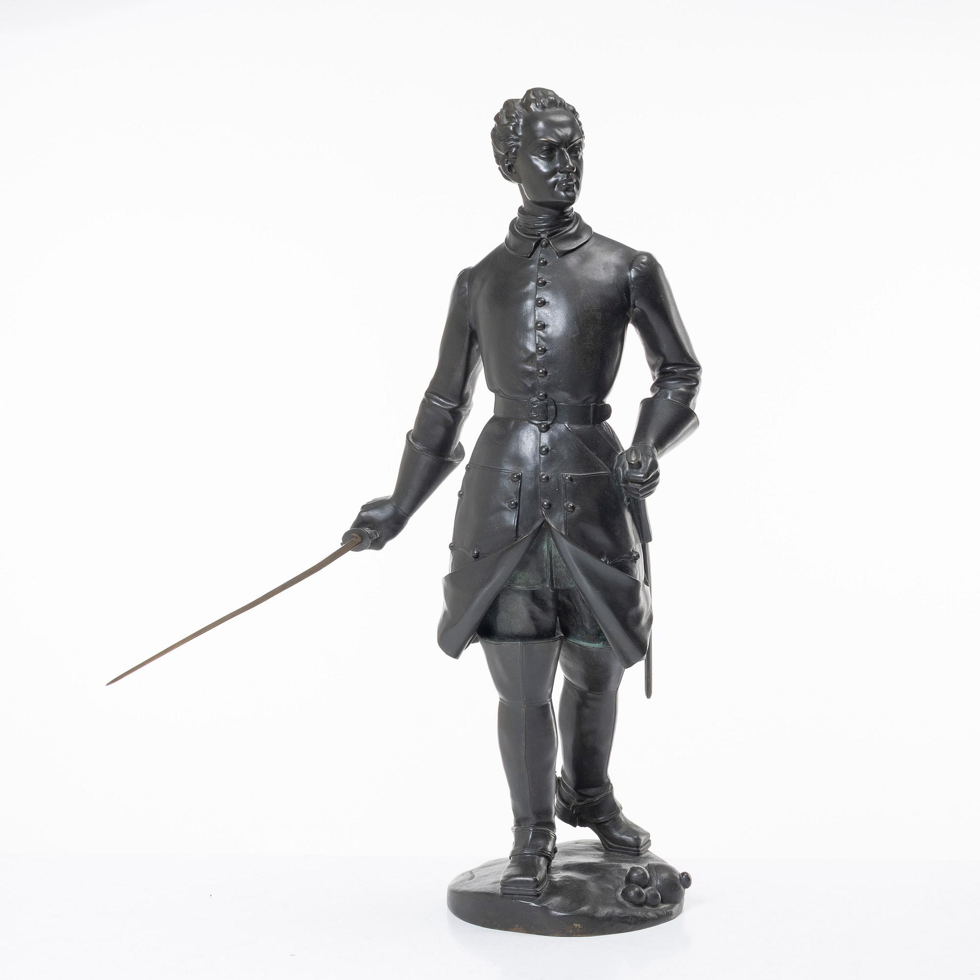 A bronze sculptur of King Charles XII of Sweden.