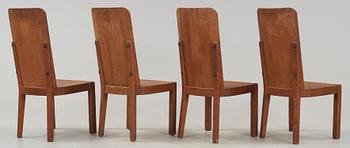 A set of four Axel Einar Hjorth 'Lovö' stained pine chairs, Nordiska Kompaniet, 1930's.