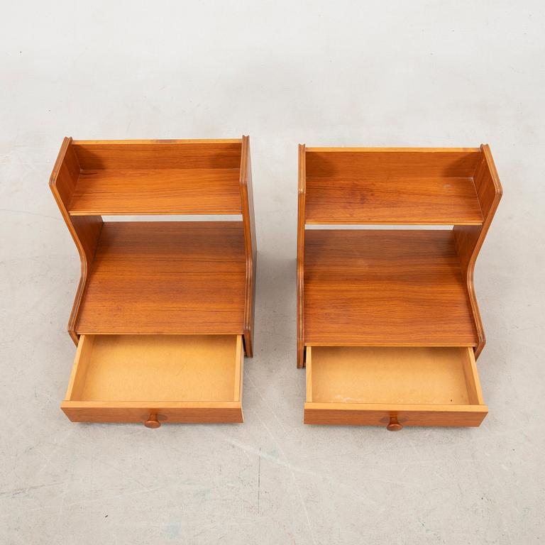 Bedside tables, a pair, mid/second half of the 20th century.