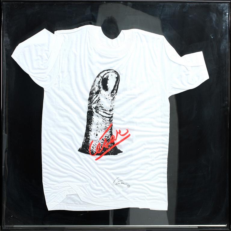 CÉSAR (BALDACCINI), screentryck på t-shirt, sign och numr 11/13.