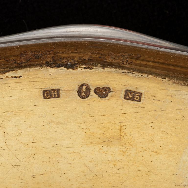 A mid 19th century parcel-gilt box, marks of Christian Hammer, Stockholm 1857.