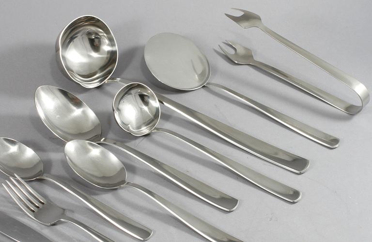BESTICKUPPSÄTTNING, 64 delar, rostfritt stål, "Facette", Folke Arström, Gense.