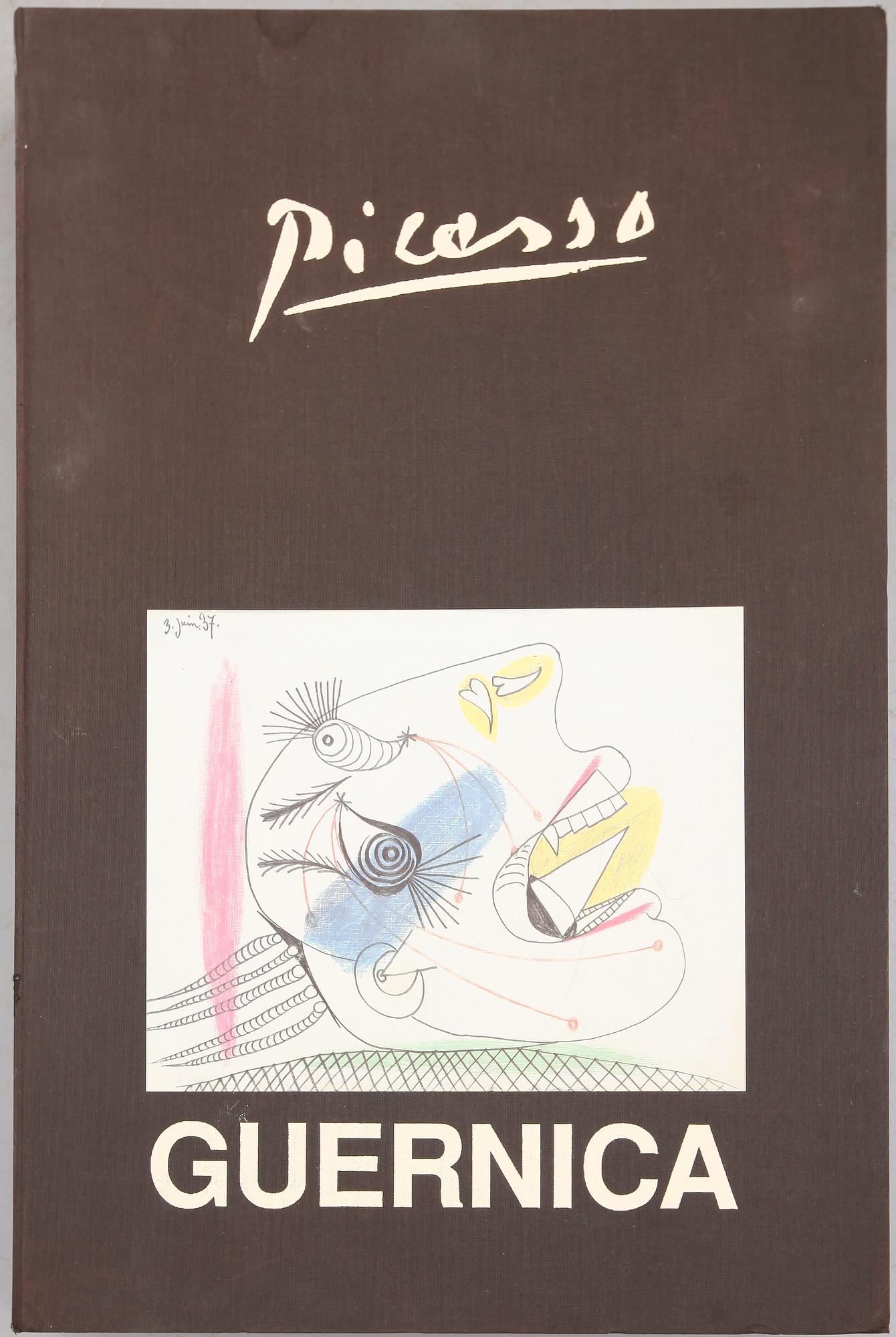 PABLO PICASSO, mapp med facsimilskisser "Guernica". Begränsad svensk utgåva till 298, 1990.