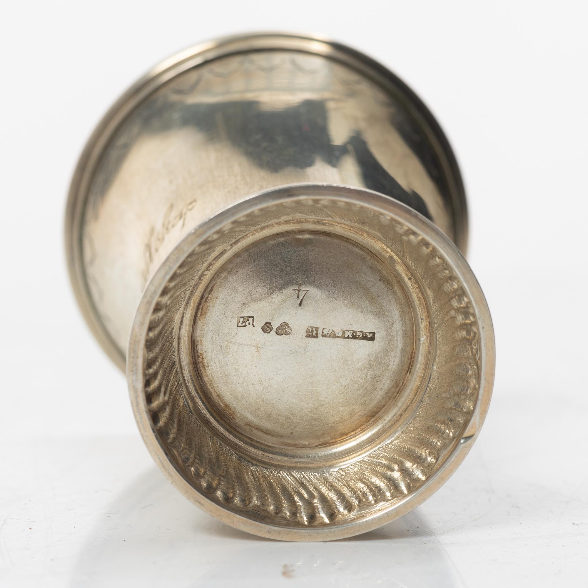 Bägare, 10 st, silver, KG Markström, Uppsala 1912-1924.