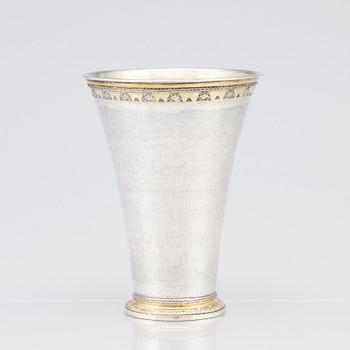 A Swedish 18th Century parcel-gilt silver beaker, mark of Henrik Nourin, Norrköping 1753.