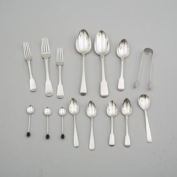 PARTI SILVER, 15 st. Mestadels London, England, 1800-tal.  Vikt ca 406 g.