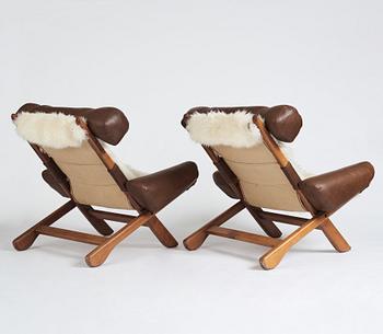 A pair of Scandinavian easy chairs, 1960's.