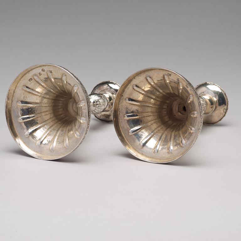 Johan Wasserman, ljusstakar, sk spelstakar, ett par, silver, Lindesberg 1780. Gustavianska.