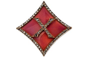 77. AN ENAMELLED BROOCH WITH DIAMONDS.
