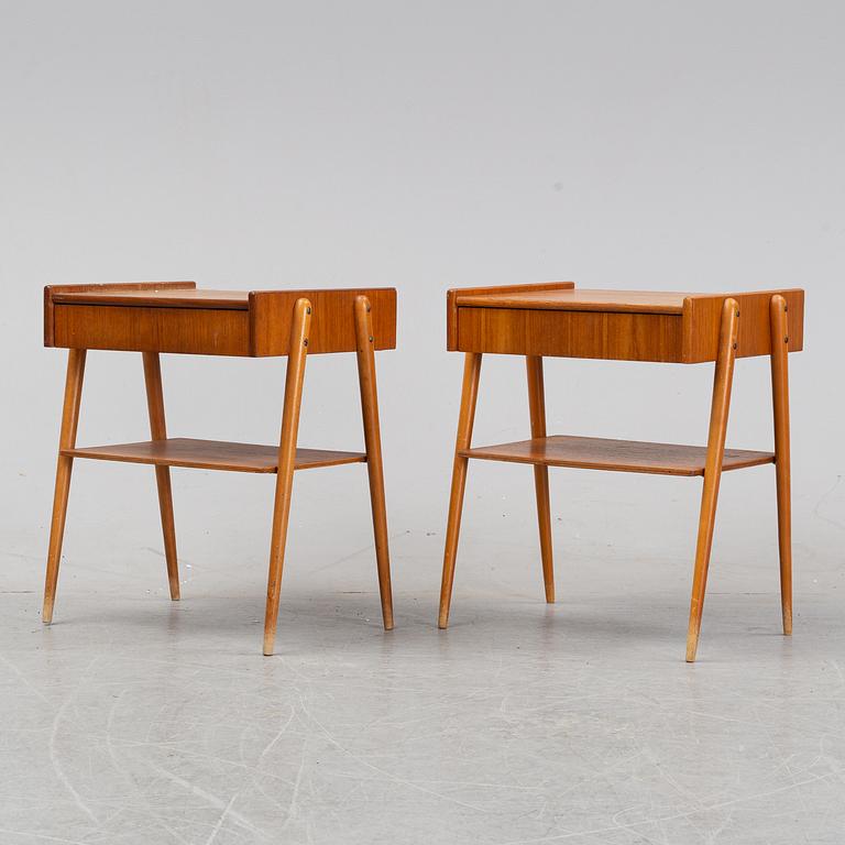 A pair of teak bedside tables, AB Carlströms & Co Möbelfabrik, 1950's/60's.
