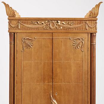 Helge Werner, a Swedish Grace gilt and carved writing cabinet, probably 1920s.