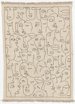 A hand-embroidered Kelim carpet, 203 x 148 cm.