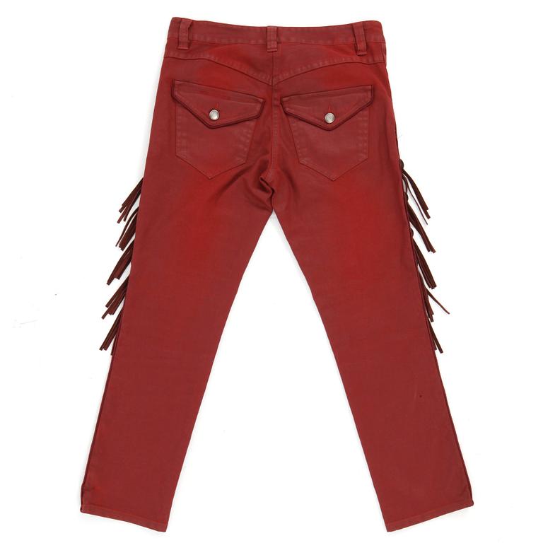 ISABEL MARANT, a pair of red cotton blend pants, size 34.