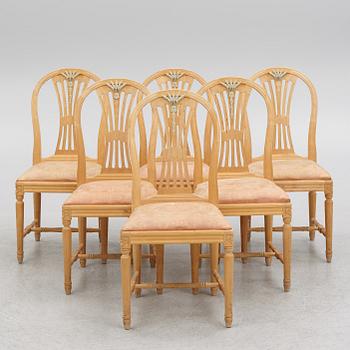 Six Gustaivian style chairs, end of the 20th century.