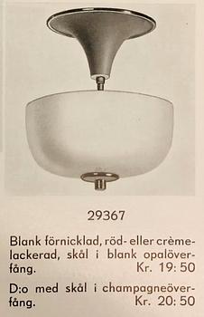 Erik Tidstrand, a model 29367 ceiling light, Nordiska Kompaniet, 1930s/40s.