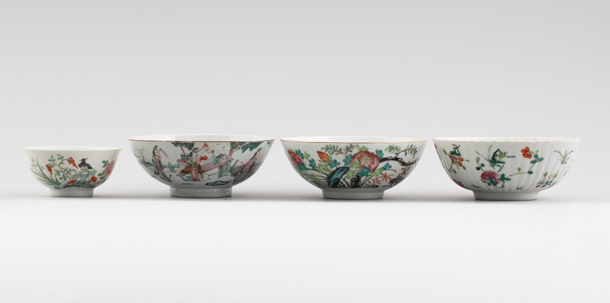 SKÅLAR, 4 st, porslin, Kina, 1800/1900-tal.