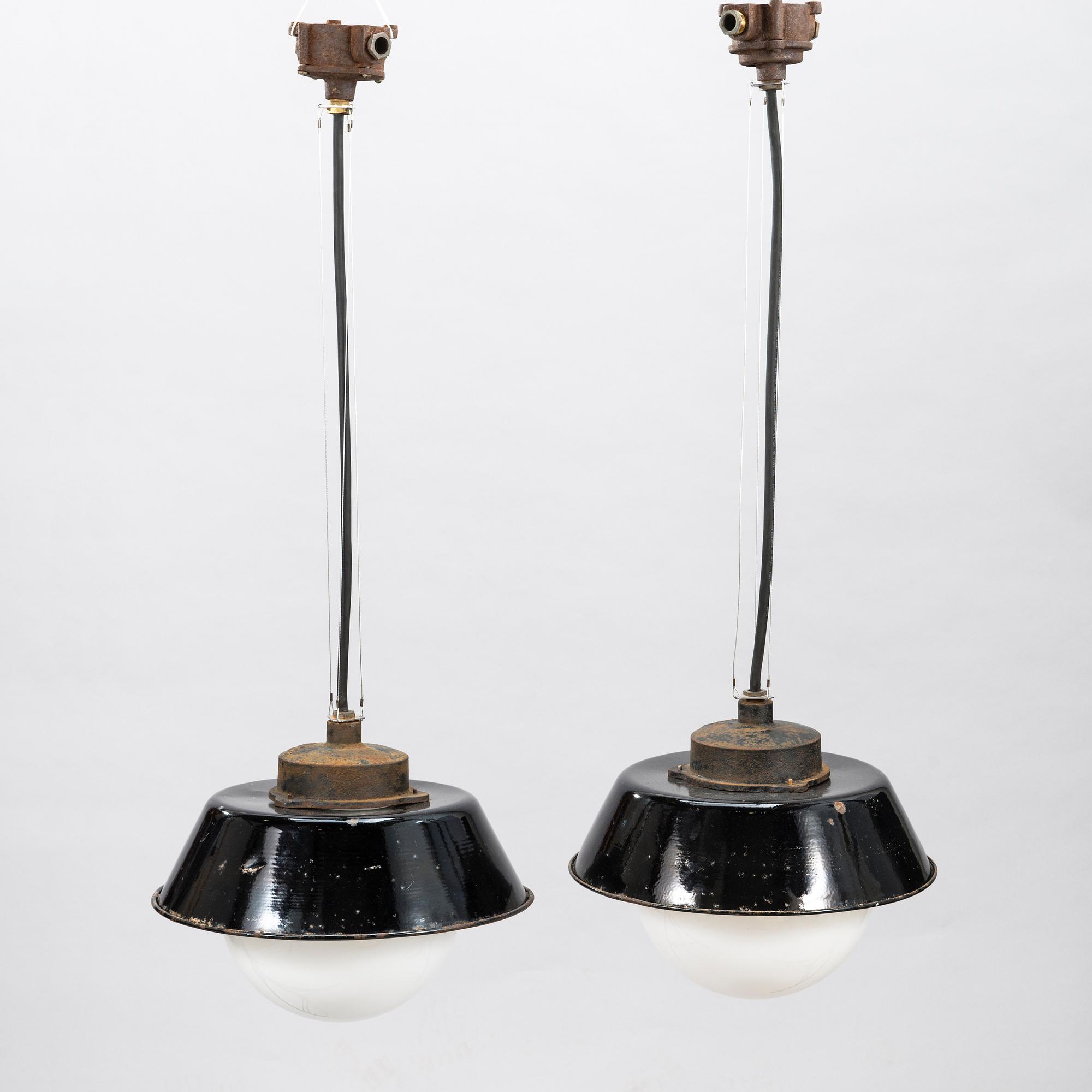 PAAVO TYNELL, Two 1930's '2521-53' industrial light for Taito Finland.
