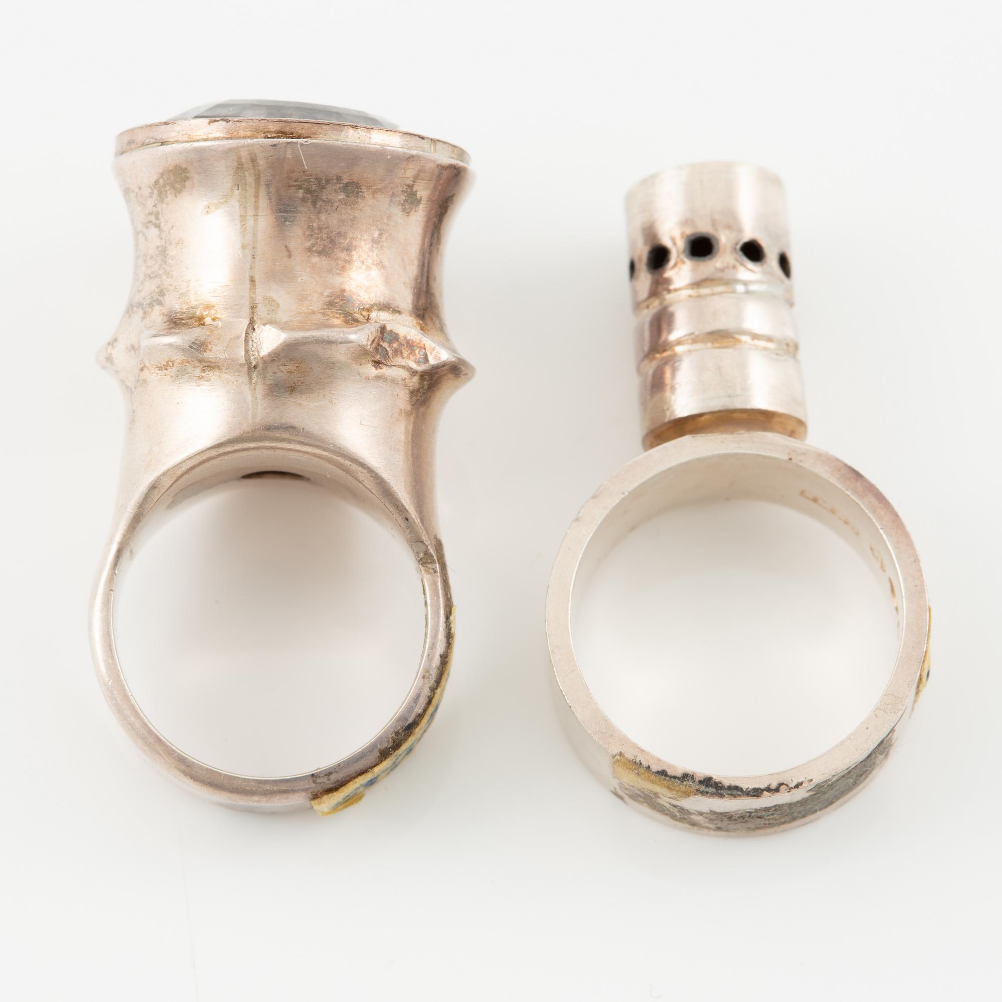 Lars Arby, four rings, sterling silver, Gothenburg 1967, 1969 and 1976.