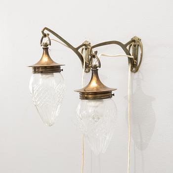 Wall lamps, a pair, Art Nouveau, circa 1900.