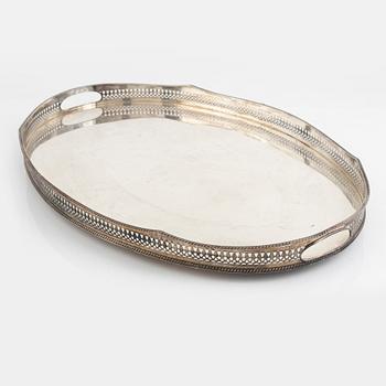 A silver plated tray, 20th Century.