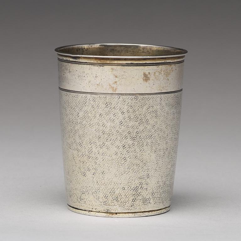 A German 17th century parcel-gilt silver beaker, mark of Thomas Ringler, Nürnberg (1661-1704).