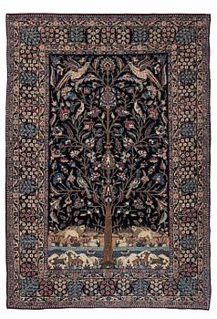 507. An antique pictoral Tehran rug, North Persia, c. 202 x 138 cm.
