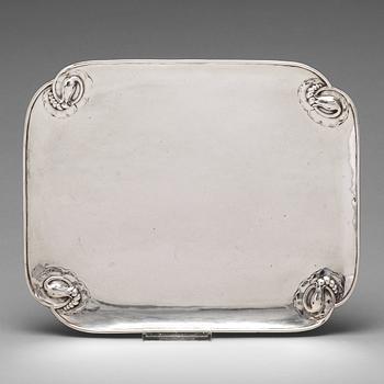 151. Georg Jensen, a 830/1000 silver "Blossom" tray, Copenhagen 1920, Swedish import marks GAB F.