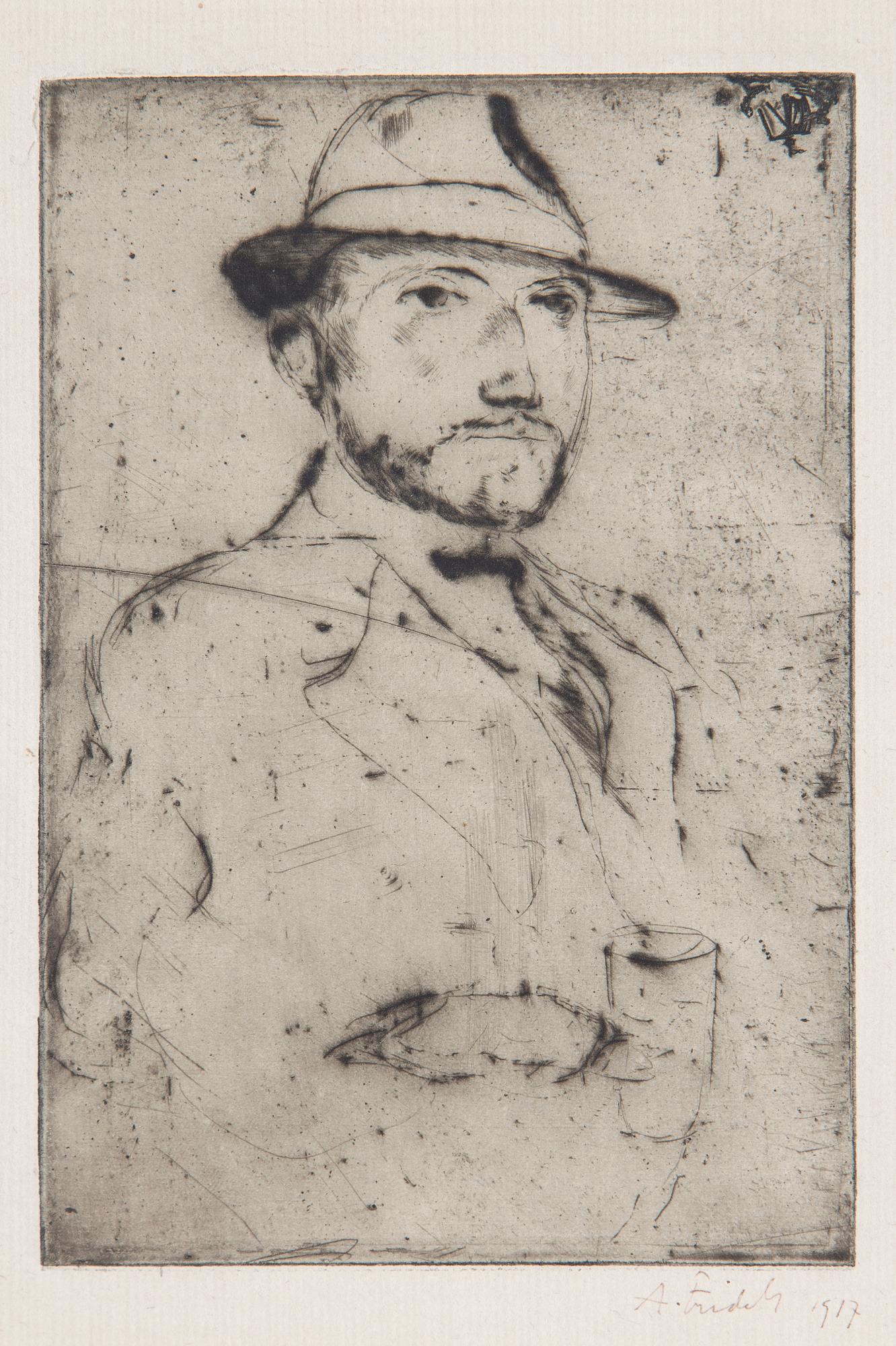 AXEL FRIDELL, etsning, "Italienaren", signerad, 1917.