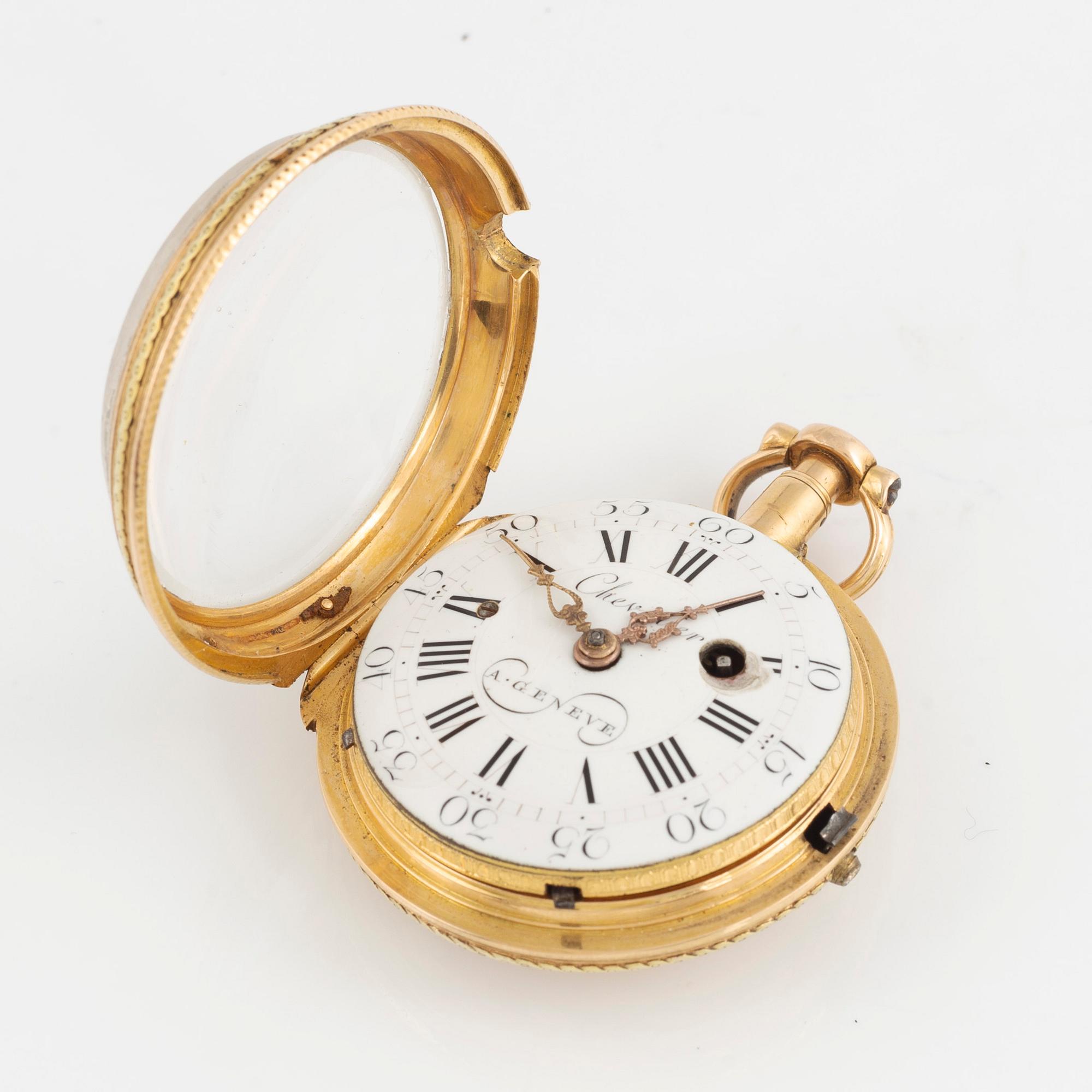 Chevalier a Geneve, pocket watch, 18th century, 41 mm.