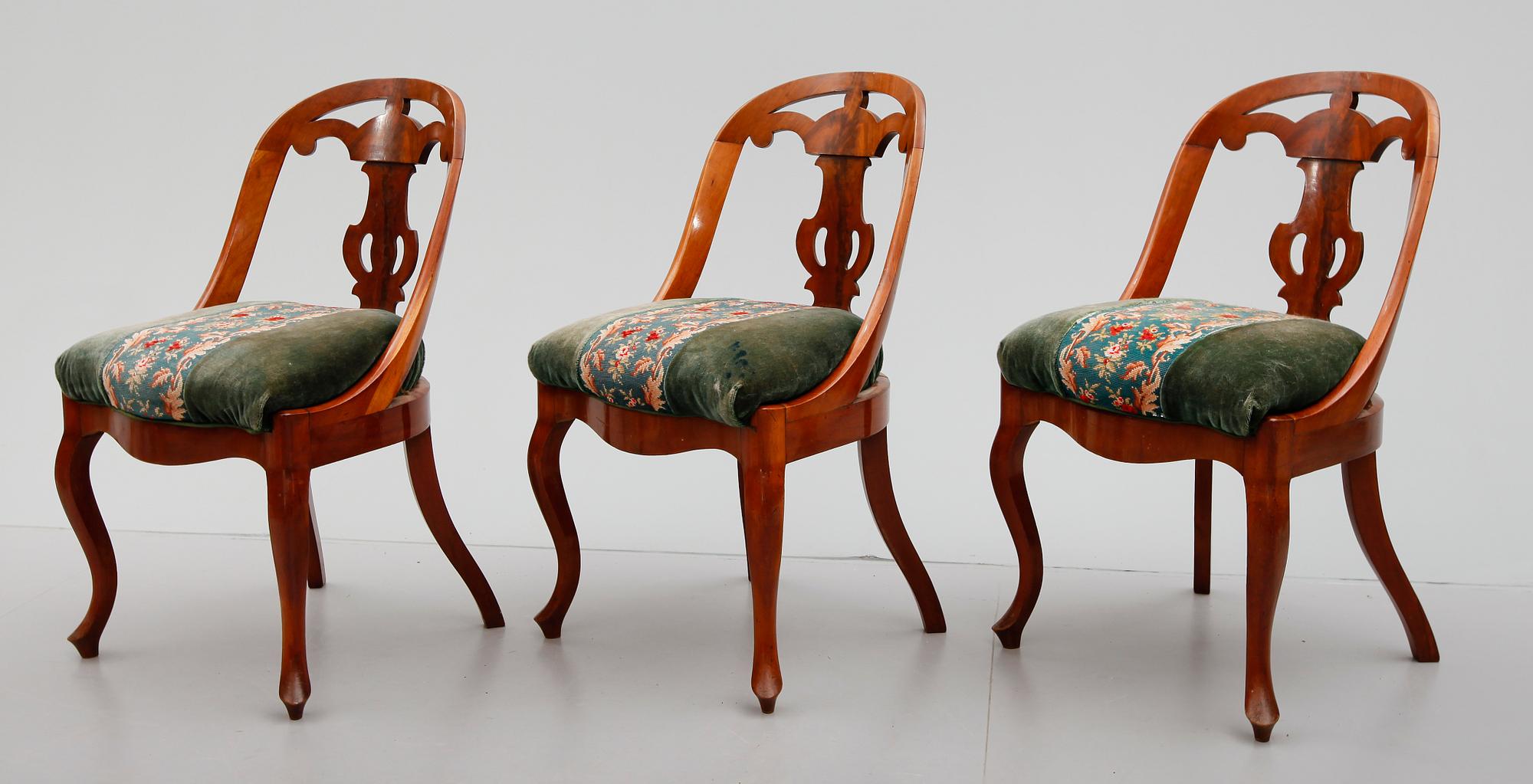 STOLAR, 3 st, sk Göteborgsstolar, 1800-talets andra hälft.