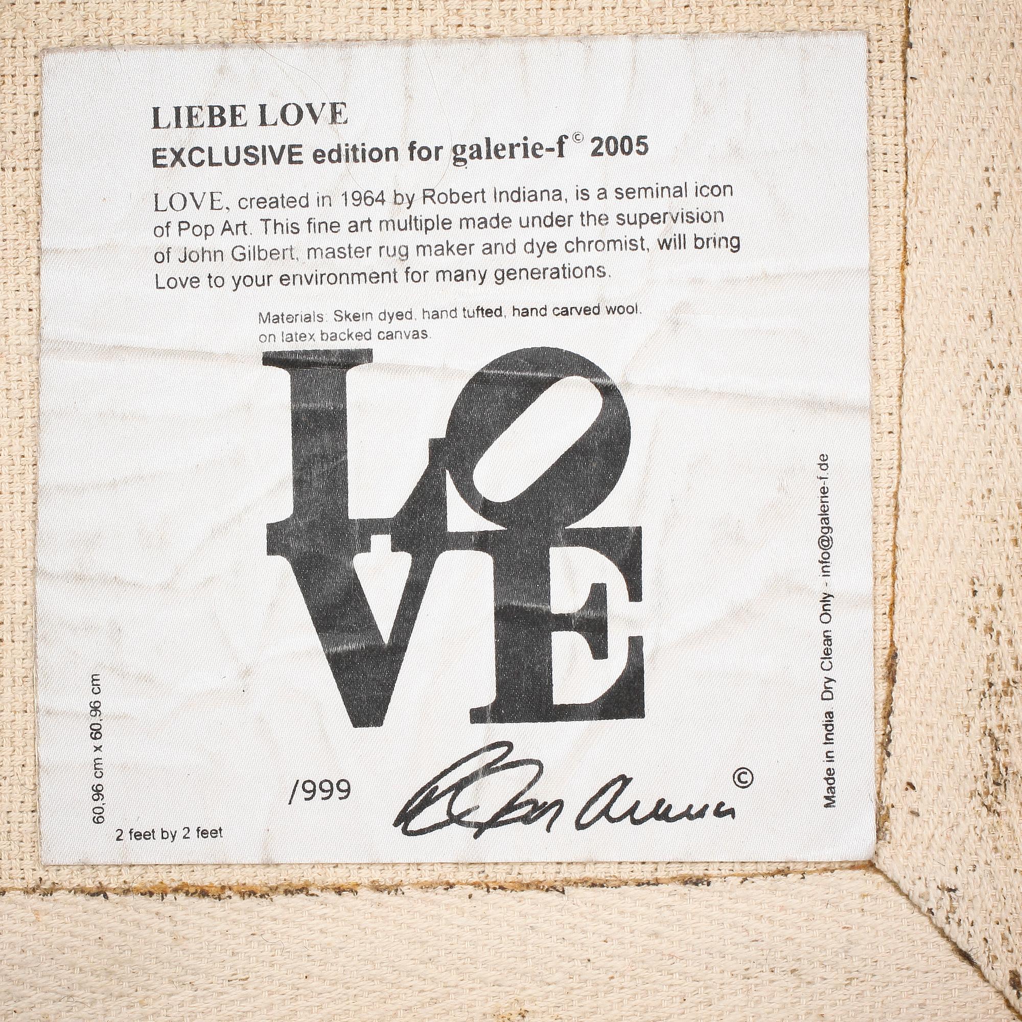 MATTA, tuftad, Robert Indiana, "Love", utgiven av galerie f 2005 999 ex. 61 x 61.