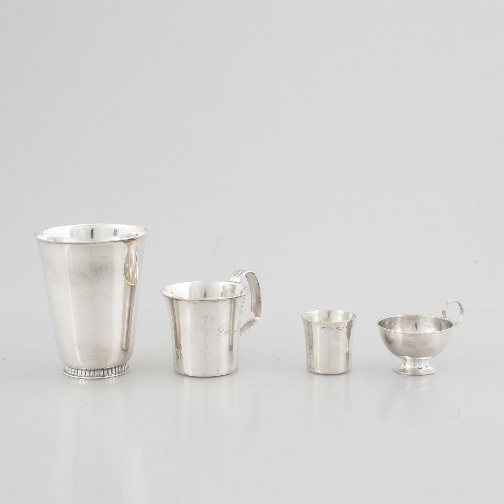 A Set of Silver Cups and Mugs, including mark of GAB, Stockholm 1965 (4 pieces).