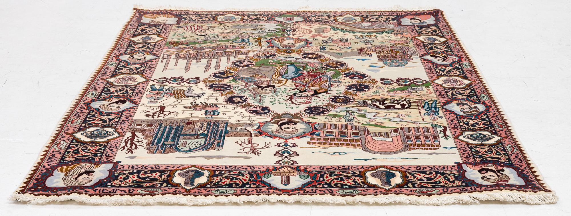 Matta, Täbriz, sk, Fyra årstider, ca 196 x 151 cm.