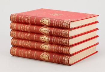 BOKVERK, 5 vol, "Sveriges Ridderskaps och Wapenbok" utg av AW Stjernstedt, Stockholm 1865-79.