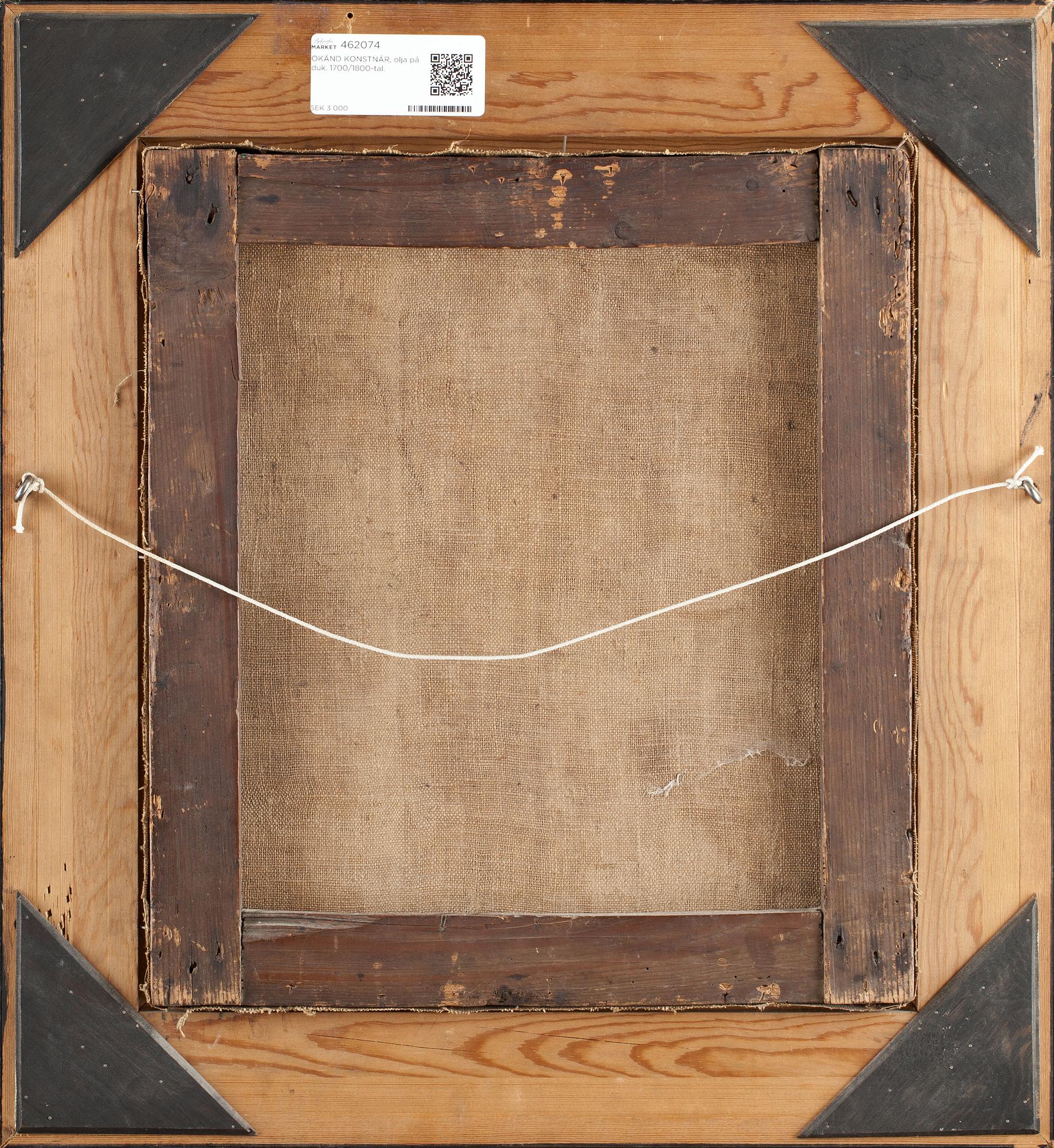 OKÄND KONSTNÄR, olja på duk. 1700/1800-tal.